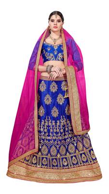 Blue Embroidered Net A Line Lehenga Lehenga With Blouse 1