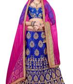 Blue Embroidered Net A Line Lehenga Lehenga With Blouse