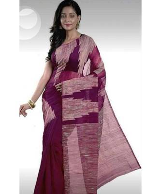 Maroon Gheecha Work Cotton Silk Temple Design Handloom Saree With blouse 1
