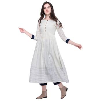 Off-white applique cotton long-dresses 2