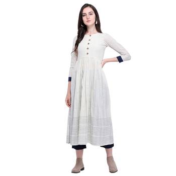 Off-white applique cotton long-dresses 3