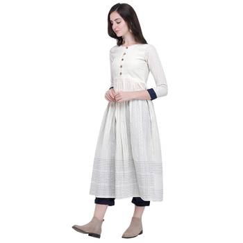 Off-white applique cotton long-dresses 4