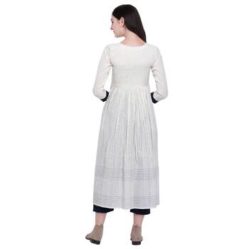 Off-white applique cotton long-dresses 5