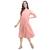 Pink plain blended cotton long-dresses