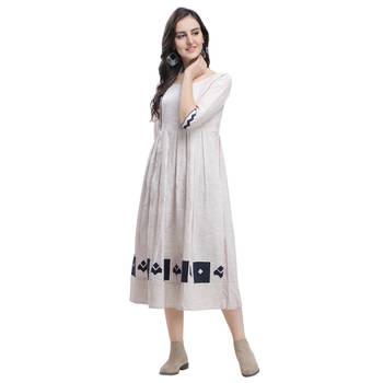 Brown applique cotton long-dresses 1