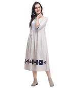 Brown applique cotton long-dresses