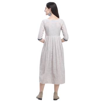 Brown applique cotton long-dresses 3