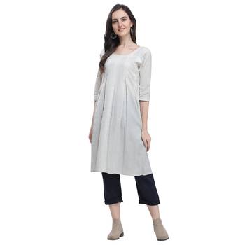 Off-white plain blended cotton party-tops 1