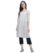 Off-white plain blended cotton party-tops