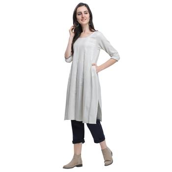 Off-white plain blended cotton party-tops 3