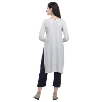 Off-white plain blended cotton party-tops 5