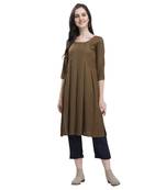 Brown plain blended cotton party-tops