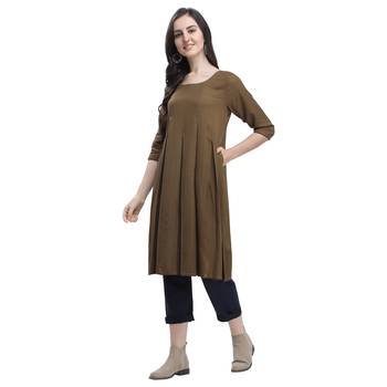 Brown plain blended cotton party-tops 2