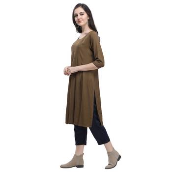 Brown plain blended cotton party-tops 4