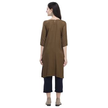 Brown plain blended cotton party-tops 5