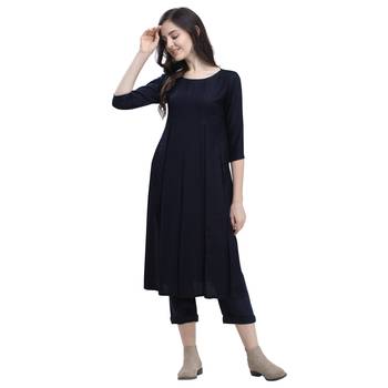 Navy-blue plain blended cotton party-tops 1