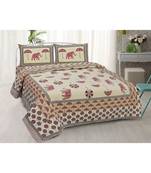 multicolor pure cotton multicolour jaipuri double bed sheet  with pillow cover