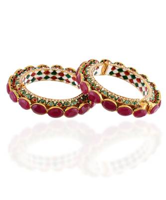 maroon meenakari navratan stone beads design royal bangle 1