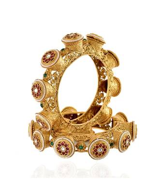 golden classy royal vintage traditional jali work smart bangle 1