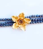 Rose Flower Motif Royal 3 Line Lapiz Necklace 