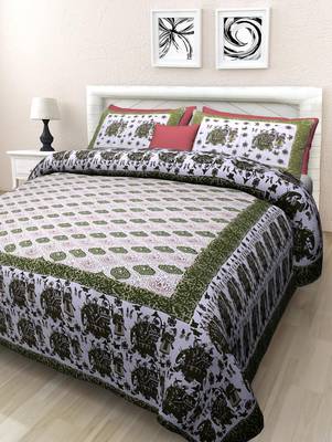 Texstylers Pure Cotton Printed Queen Size Bedsheet With 2 Pillow Covers 1