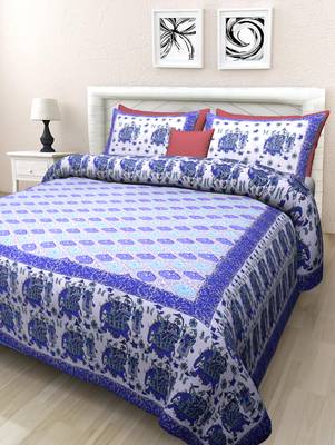 Texstylers Pure Cotton Printed Queen Size Bedsheet With 2 Pillow Covers 1