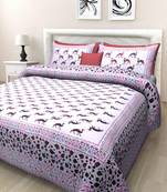 Texstylers Pure Cotton Printed Queen Size Bedsheet With 2 Pillow Covers