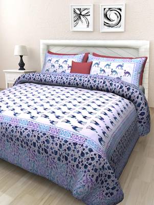 Texstylers Pure Cotton Printed Queen Size Bedsheet With 2 Pillow Covers 1