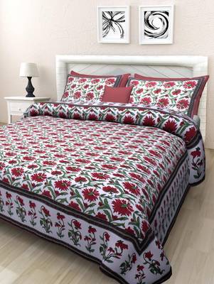 Texstylers Pure Cotton Printed Queen Size Bedsheet With 2 Pillow Covers 1