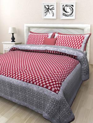Texstylers Pure Cotton Printed Queen Size Bedsheet With 2 Pillow Covers 1