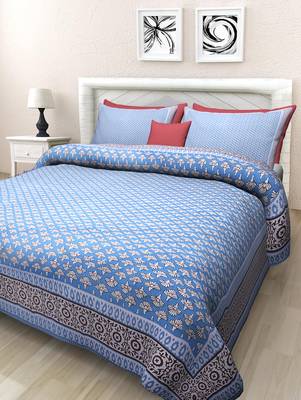 Texstylers Pure Cotton Printed Queen Size Bedsheet With 2 Pillow Covers 1