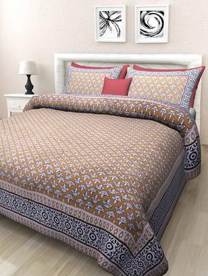Texstylers Pure Cotton Printed Queen Size Bedsheet With 2 Pillow Covers 1