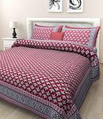 Texstylers Pure Cotton Printed Queen Size Bedsheet With 2 Pillow Covers