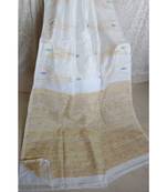 White Temple Design Cotton Silk Handloom Saree With Blouse