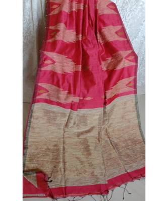 Coral Temple Design Cotton Silk Handloom Saree With Blouse 1