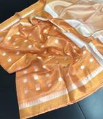 Gold Linen Thread Work Handloom Saree With Blouse