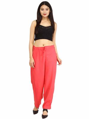 Peach plain rayon trousers 1