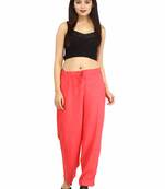 Peach plain rayon trousers