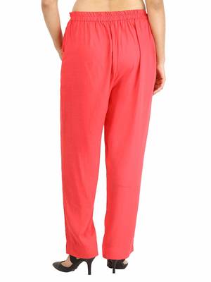 Peach plain rayon trousers 2