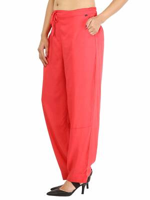 Peach plain rayon trousers 3