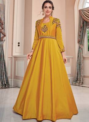 Yellow Soft Silk Tapeta Islamic Kurti 1