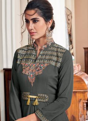 Grey Soft Silk Tapeta Islamic Kurti 2