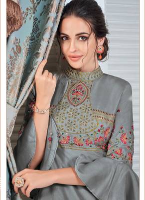 Light Grey Soft Silk Tapeta Islamic Kurti 2