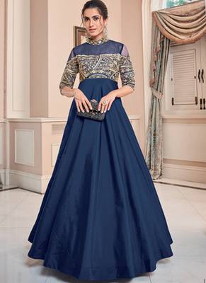 Royal Blue Soft Silk Tapeta Islamic Kurti 1