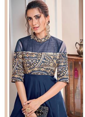 Royal Blue Soft Silk Tapeta Islamic Kurti 2