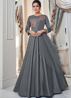 Grey Soft Silk Tapeta Islamic Kurti 1