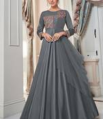 Grey Soft Silk Tapeta Islamic Kurti