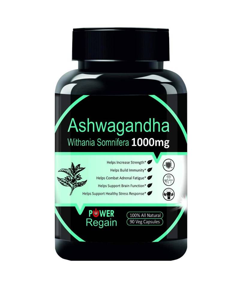 Power Regain -100% Natural Ashwagandha Root Extract 1000 mg - 90 veg Capsules