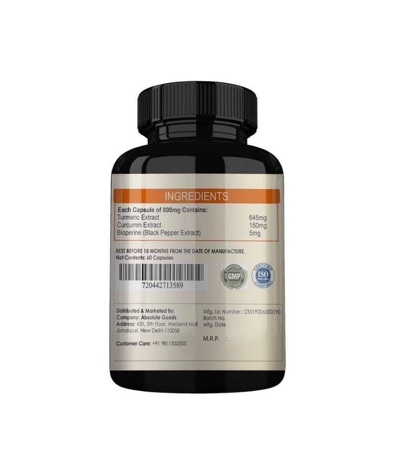 Turmeric Curcumin with Bioperine | Anti-Inflammatory | Antioxidant | 60 Capsules | 800mg
