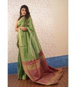 Green tissue Linen saree with blouse